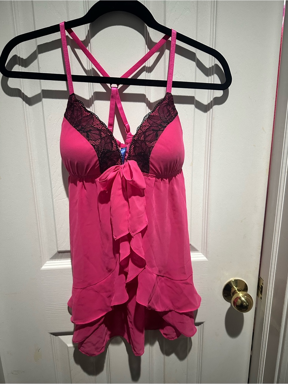 Apt. 9 Hot Pink Chemise with Black Lace Trim